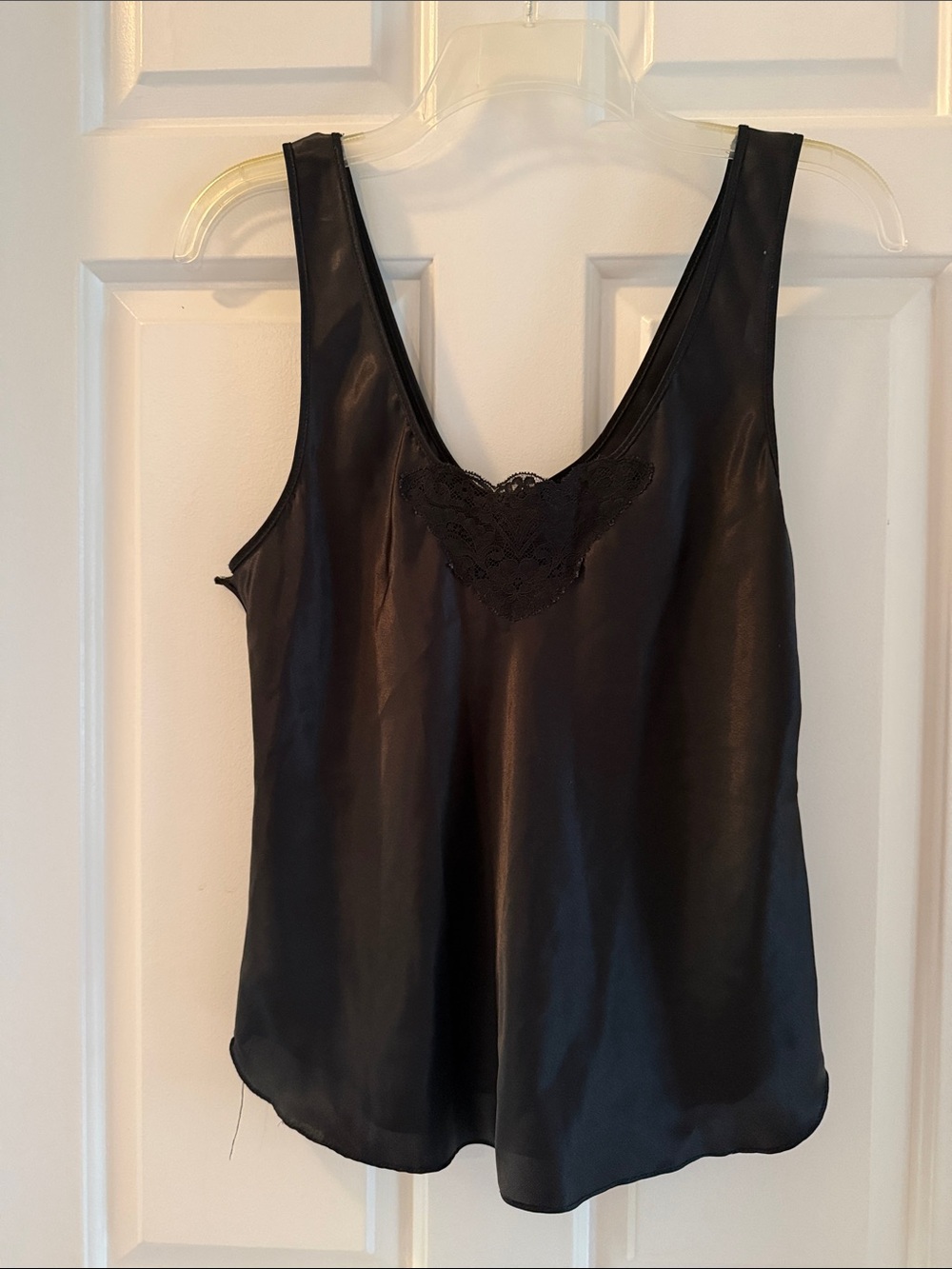 Vintage Maidenform Black Satin Lace-Accent Camisole